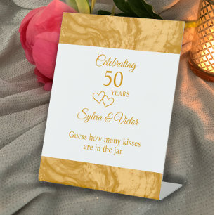 Signe De Table Fête du 50e anniversaire de l'élégante Simple Gold