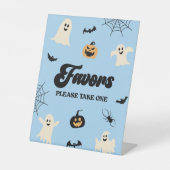 Signe De Table Fête Éffrayante d'Halloween bleu (Recto)
