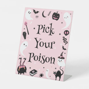 Signe De Table Fête Prénatale Halloween Rose Choisir Son Poison