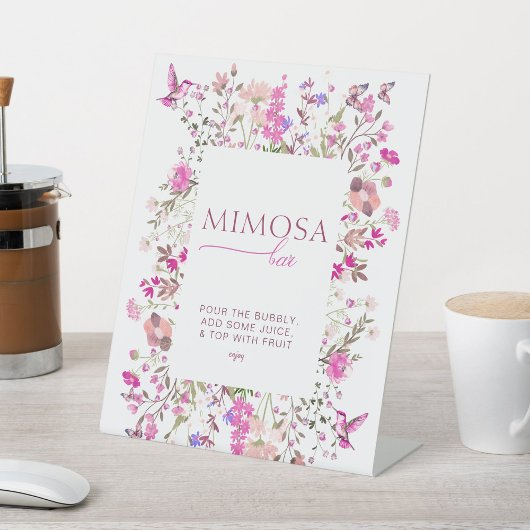 Signe De Table Fête Prénuptiale au Bar Mimosa Rose Rubis Pastel C