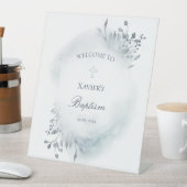 Signe De Table feuillage bleu poussiéreux Catholique Baptême de b (In SItu)