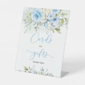 Signe De Table Feuillage floral bleu Cartes et cadeaux (Recto)