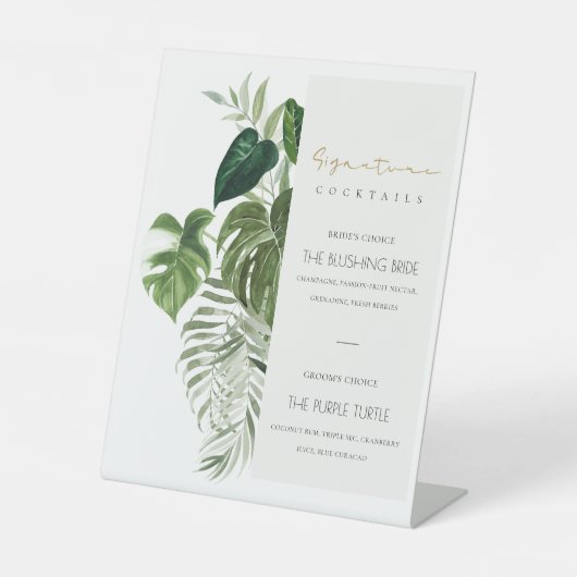 Signe De Table Feuillage vert Signature Boissons Cocktails (Recto)