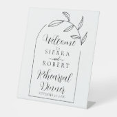 Signe De Table Feuille Script Minimal Répétition Dîner Bienvenue (Recto)