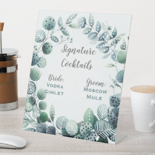Signe De Table Feuilles d'Eucalyptus Botanique Verdure