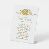 Signe De Table Feuilles Roses d'or - Tableau de sièges Numéros de (Recto)