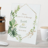 Signe De Table Feuilles Trendy Green & Gold Tropical Monstera (In SItu)