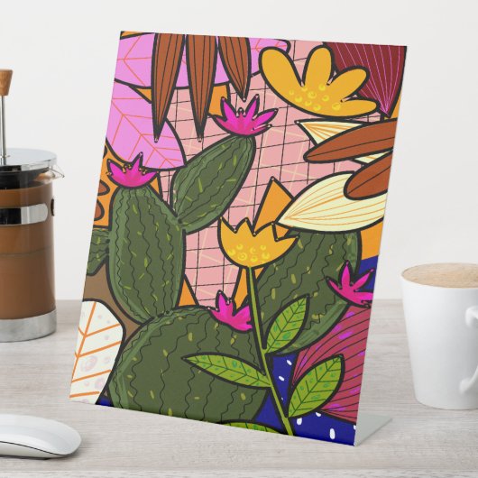Signe De Table feuilles tropicaux Abstraits et fleurs (In SItu)