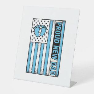 Signe De Table Fier Nouveau Papa Pieds de Bébé Drapeau Vector Des
