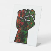 Signe De Table fierté noire drapeau rouge vert poing panafricain (Recto)