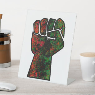Signe De Table fierté noire drapeau rouge vert poing panafricain