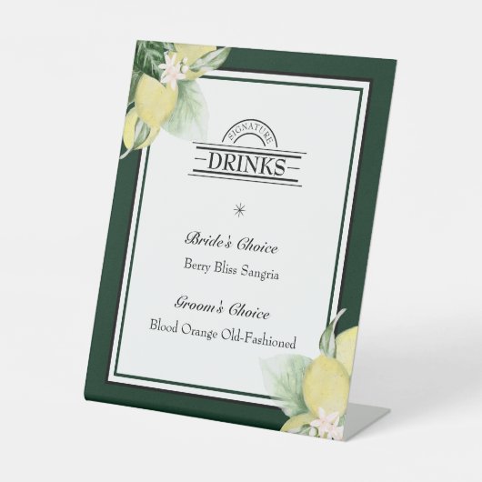 Signe De Table Fil de citron vert émeraude Mariage Signature Bois (Recto)