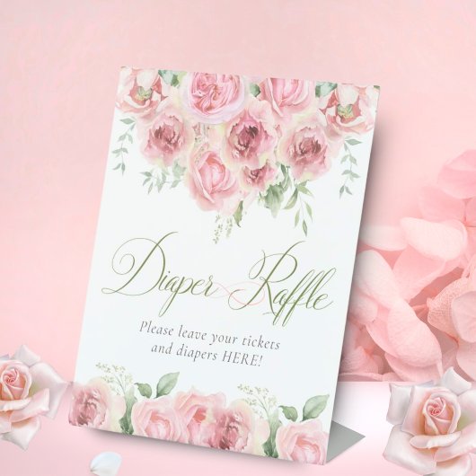 Signe De Table Fille bébé en fleur Baby shower Déchets Raffle