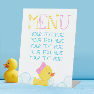 Signe De Table Fille Canard en caoutchouc Anniversaire ou menu Ba