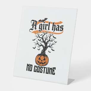 Signe De Table Fille d'Halloween sans costume Citrouille vintage_