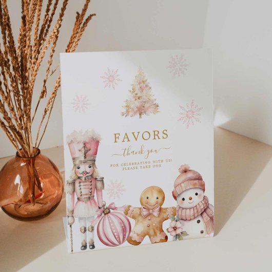 Signe De Table Fille d'hiver rose Baby shower Faveurs