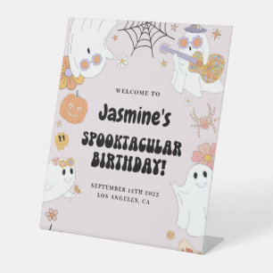 Signe De Table Fille Halloween Affiche de bienvenue d'anniversair