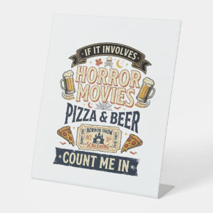 Signe De Table Films d'horreur Pizza Bière Drôle Halloween_1