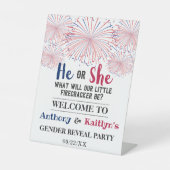 Signe De Table Firecracker 4 juillet Parti de révélation de genre (Recto)