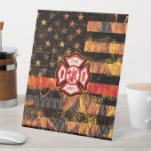 Signe De Table Firefighter Cross and Flames (In SItu)