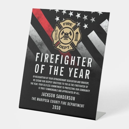 Signe De Table Firefighter of the Year Employee Recognition Logo (Recto)