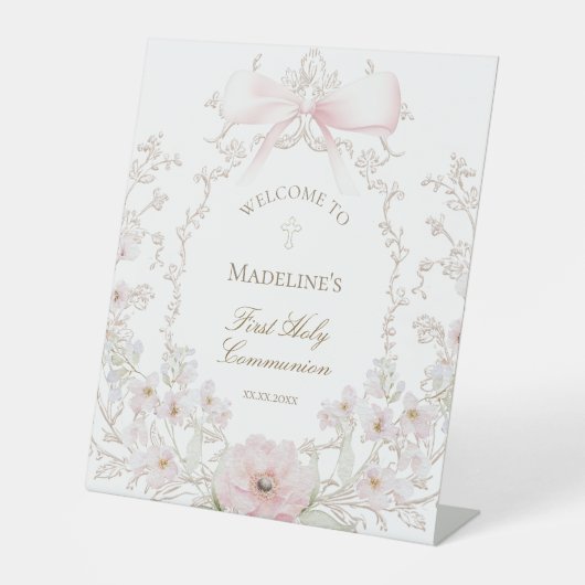 Signe De Table First Communion girl welcome (Recto)