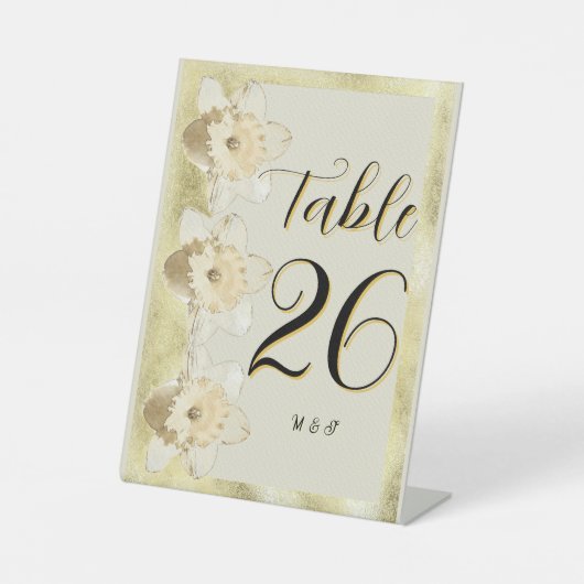 Signe De Table Fleur de narcisse moderne personnalisée avec cadre (Recto)