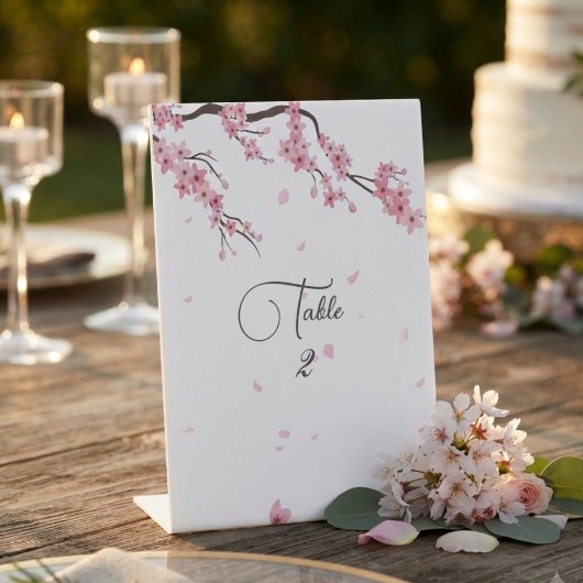 Signe De Table Fleur de Sakura élégante à l'aquarelle