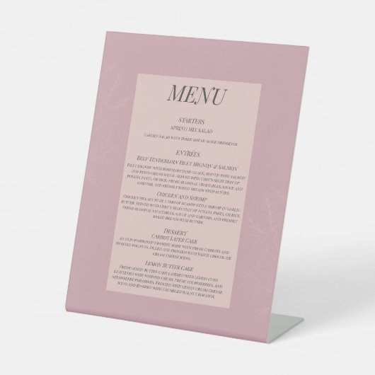 Signe De Table Fleur de Satin Menu (Recto)