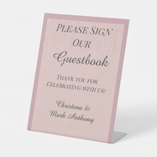 Signe De Table Fleur de Satin Please Sign Our Guestbook Sign (Recto)