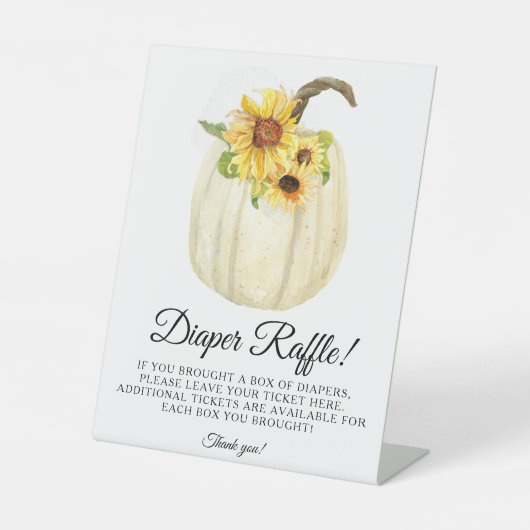 Signe De Table Fleur de tournesol Floral Citrouille Douche Raffle (Recto)