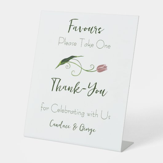 Signe De Table Fleur de tulipe rose (Recto)