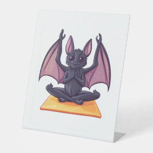 Signe De Table Fleur de yoga de chauve-souris