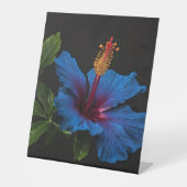 Signe De Table Fleur d'Hibiscus Bleu Florant, (Recto)