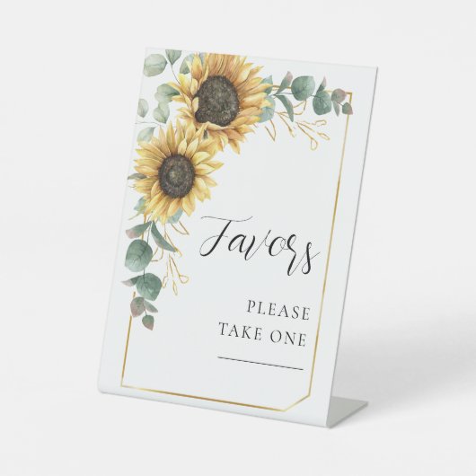 Signe De Table Fleur florale de tournesol Eucalyptus Faveurs Mari (Recto)