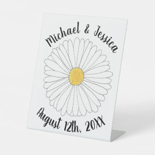 Signe De Table Fleur Jardin Floral Jaune Blanc