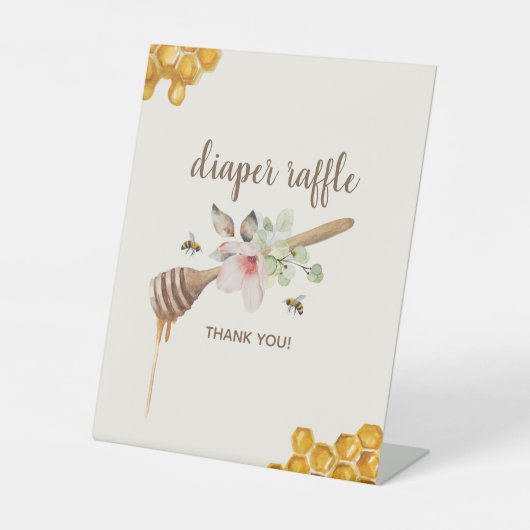 Signe De Table Fleur Miel Bee Baby shower Déchets Raffle (Recto)