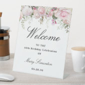 Signe De Table Fleur rose blanche 40e anniversaire Accueil (In SItu)