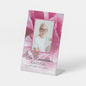 Signe De Table Fleur rose Peony Célébration de la vie funéraire (Recto)