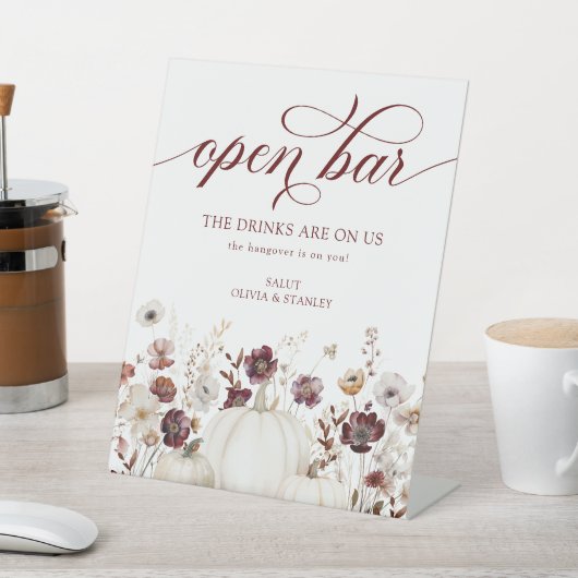 Signe De Table Fleur sauvage Automne Mariage Open Bar (In SItu)