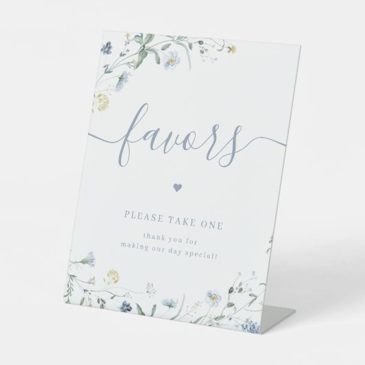 Signe De Table Fleur sauvage Bleu Faveurs de mariage S'il vous pl (Recto)