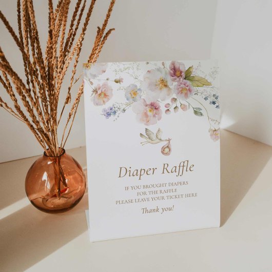 Signe De Table Fleur sauvage Boho Baby shower Déchets Raffle