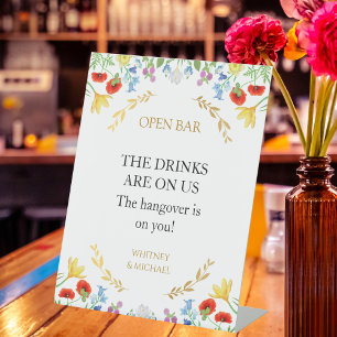 Signe De Table Fleur sauvage coloré Spring Floral Open Bar Mariag