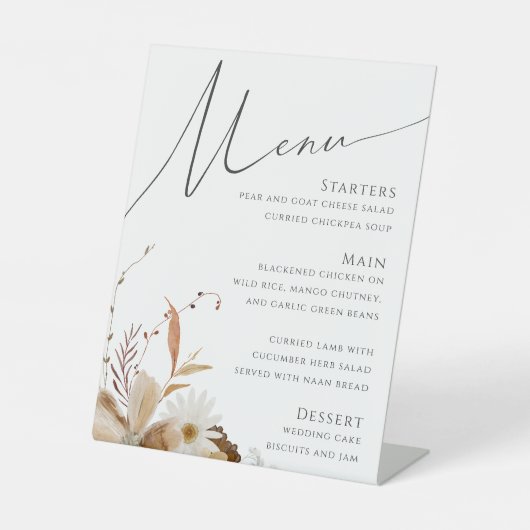 Signe De Table Fleur sauvage d'automne Boho | Menu Mariage (Recto)