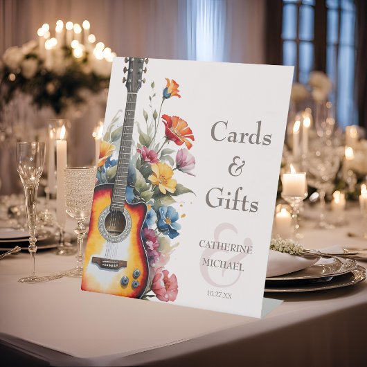Signe De Table Fleur sauvage de guitare Ampersand Cadeaux de mari
