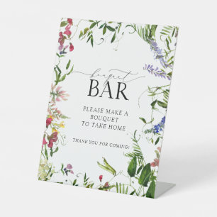 Signe De Table Fleur sauvage d'été Aquarelle douche Bouquet Bar