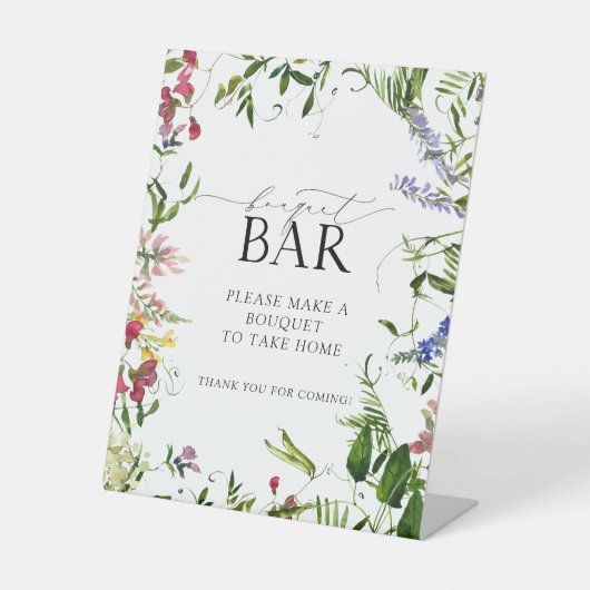Signe De Table Fleur sauvage d'été Aquarelle douche Bouquet Bar (Recto)