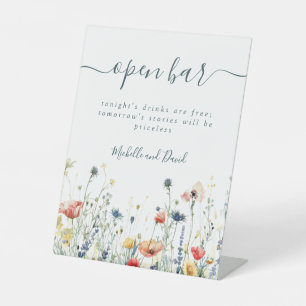 Signe De Table Fleur sauvage dynamique Mariage Open Bar