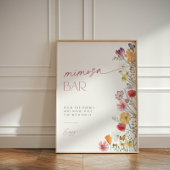Signe De Table Fleur sauvage et papillon Mimosa Bar Cocktail Bois