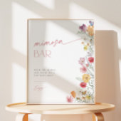 Signe De Table Fleur sauvage et papillon Mimosa Bar Cocktail Bois